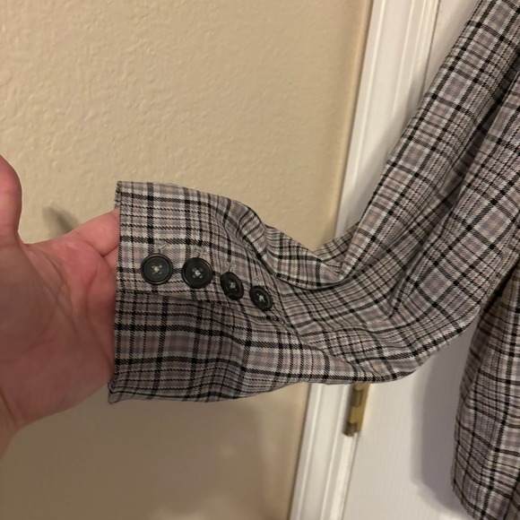 We The Free Free People Cali Grey Plaid Blazer Two Button Jacket Womens XL - Picture 9 of 9